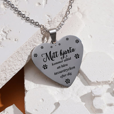 Kundanpassat minneshalsband hjärta - För alltid i mitt hjärta