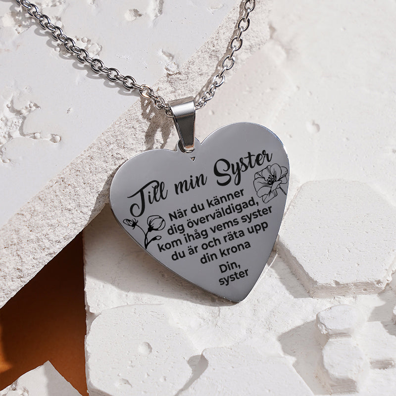 Hjärthänge graverat till syster - För min älskade syster