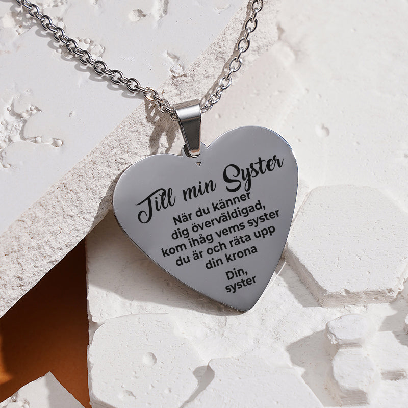 Hjärthänge graverat till syster - Du är bäst
