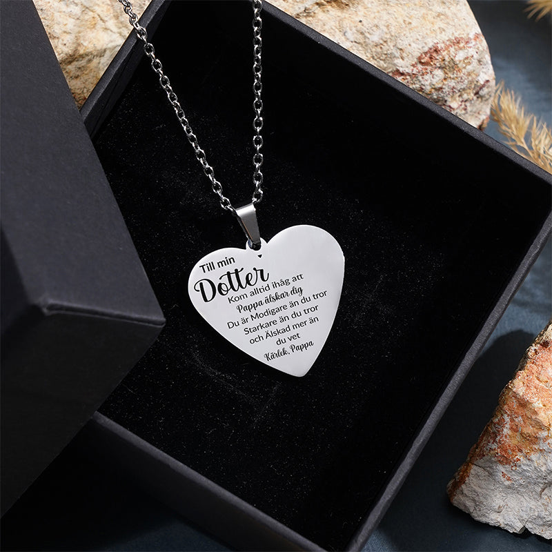 Hjärthänge graverat från far till dotter - För min älskade dotter