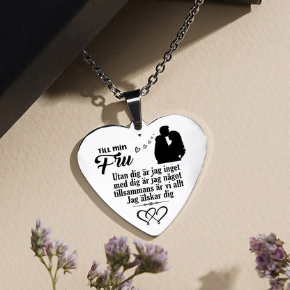 Hjärthänge graverat från man till fru - Min kärlek till dig kommer inte att blekna