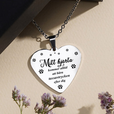 Kundanpassat minneshalsband hjärta - För alltid i mitt hjärta