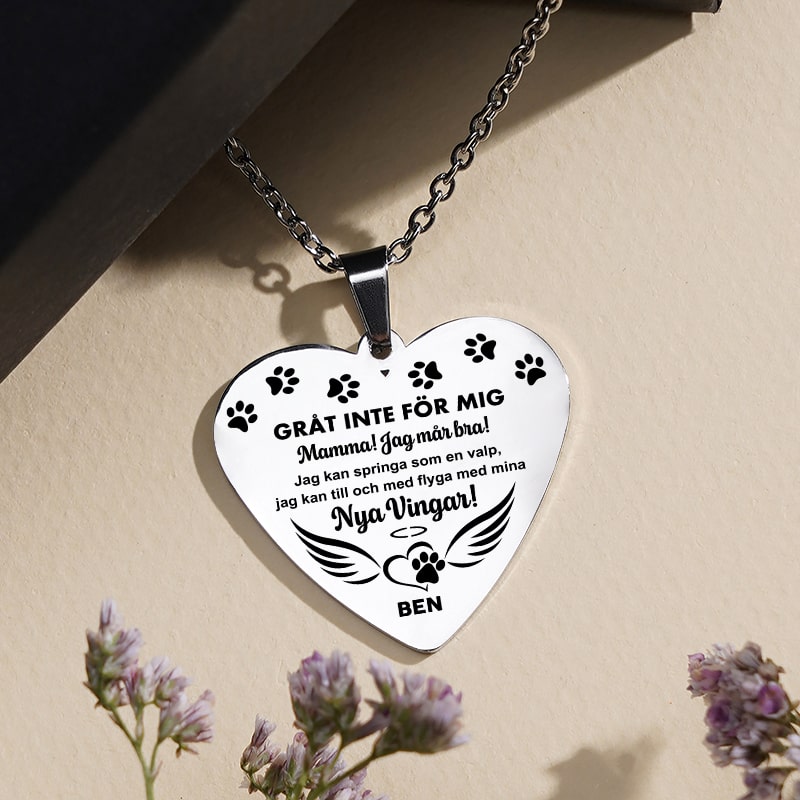 Kundanpassat minneshalsband hjärta - Du bor i mitt hjärta