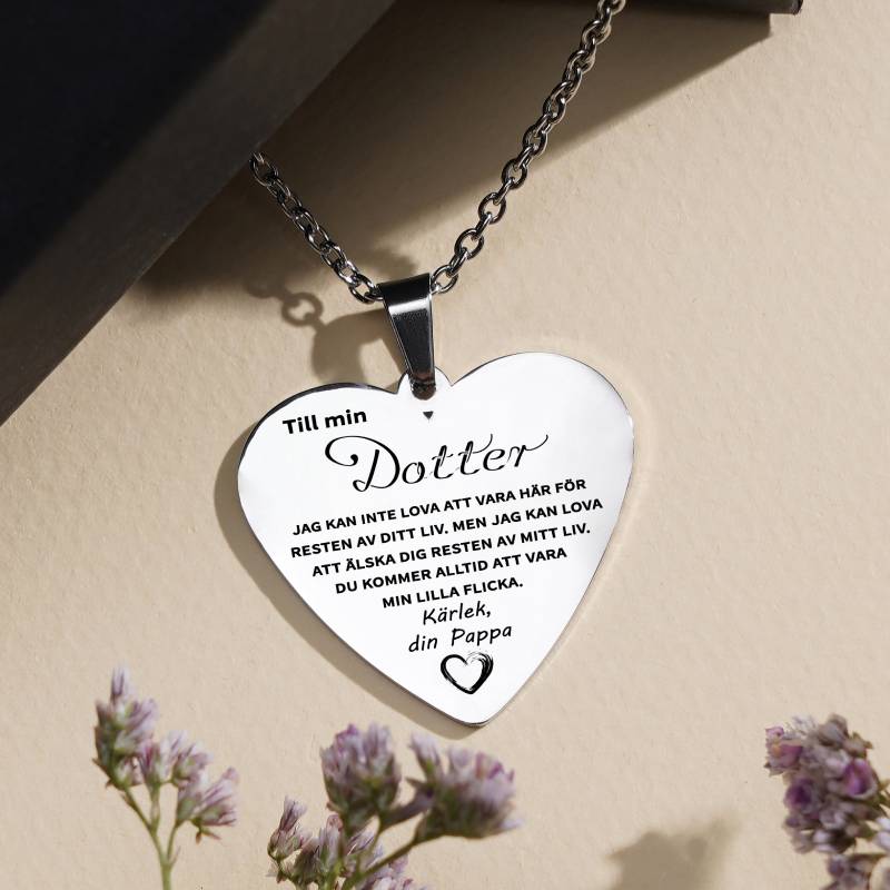 Hjärthänge graverat från far till dotter - Jag är alltid nära