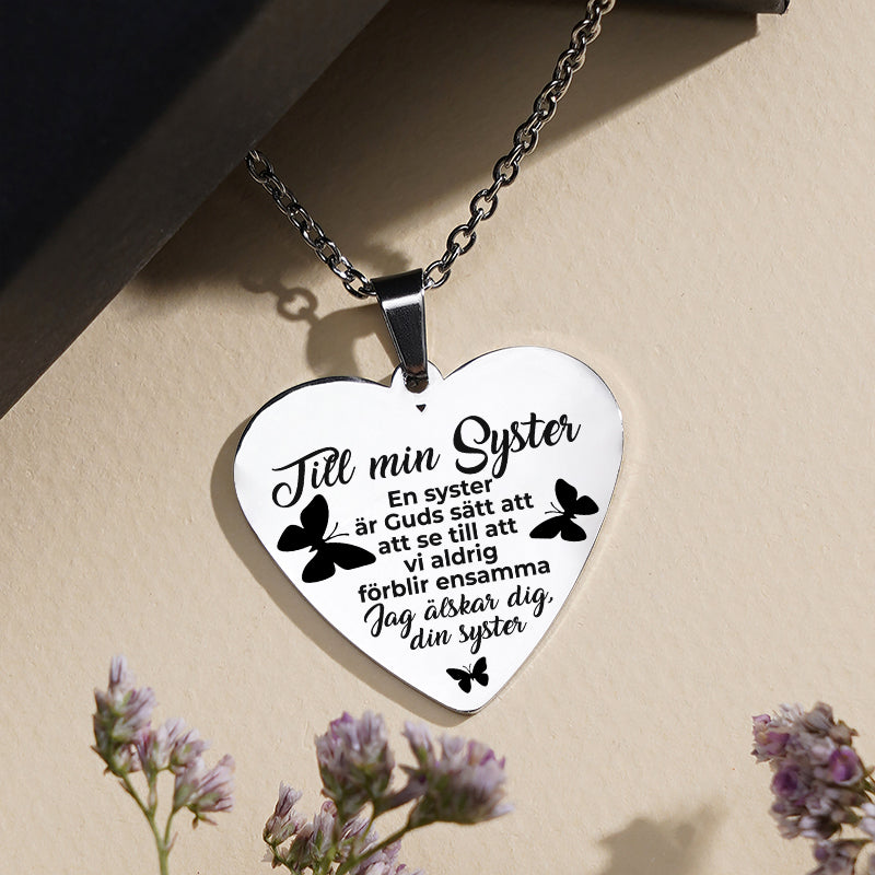 Hjärthänge graverat till syster - För min änglasyster