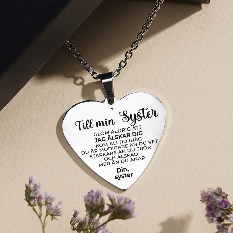 Hjärthänge graverat till syster - För min kära syster