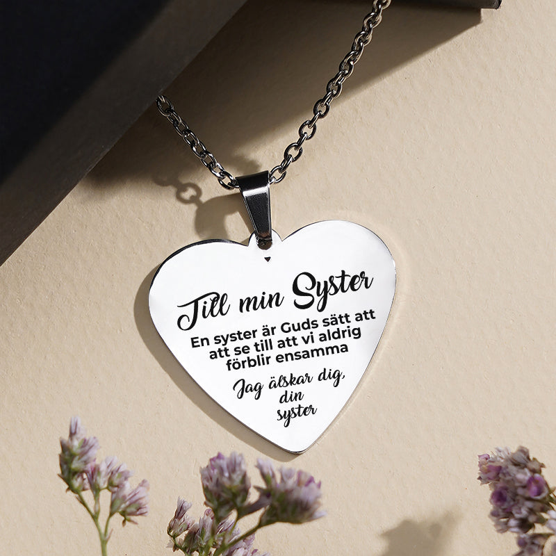 Hjärthänge graverat till syster - Du är min vänlighet