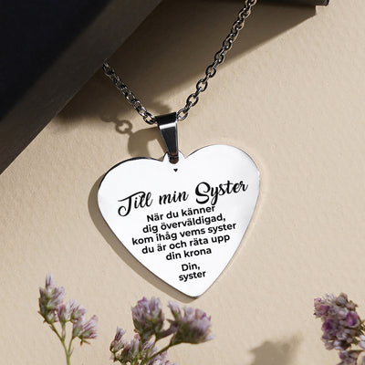 Hjärthänge graverat till syster - Du är bäst