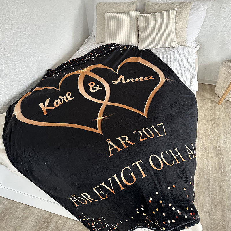 Filt för par med ditt namn - Förevigt och alltid