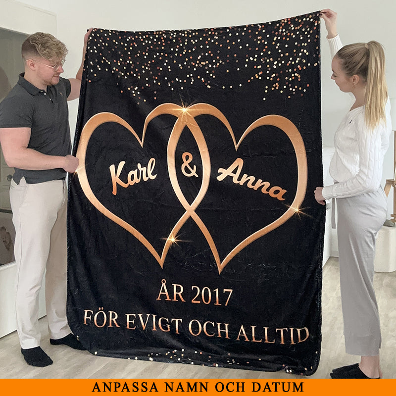 Filt för par med ditt namn - Förevigt och alltid
