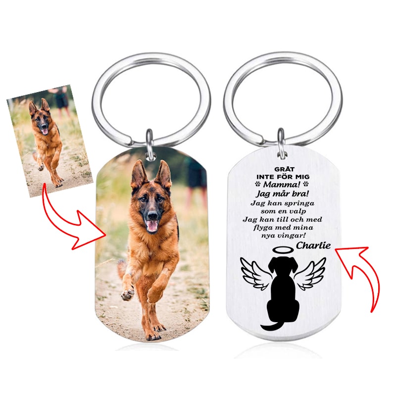 Nyckelring Med namn till minne av din hund