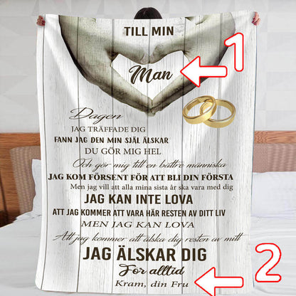 Filt från kvinna till man - "Hand i hand för alltid"