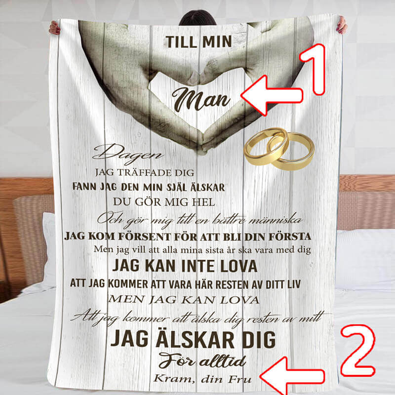 Filt från kvinna till man - "Hand i hand för alltid"