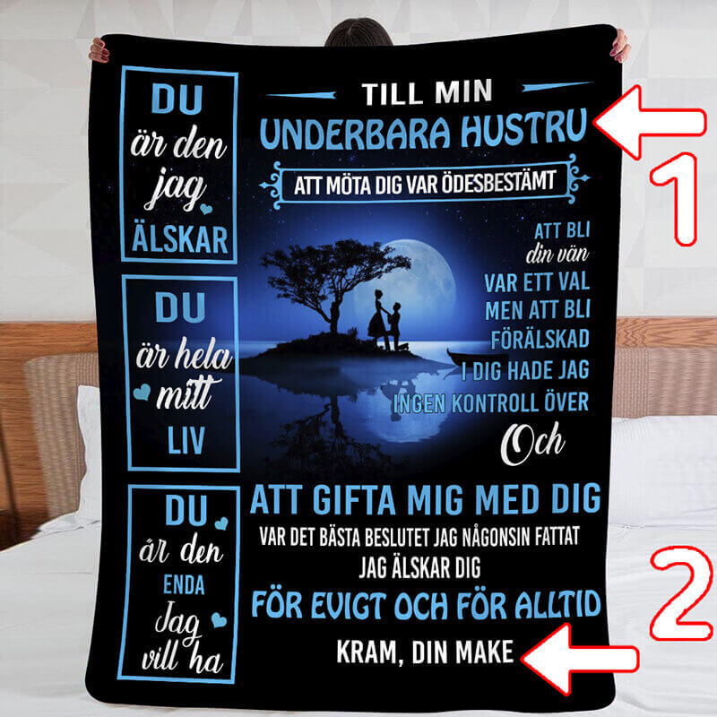 Filt från en man till en kvinna - "Jag älskar dig till månen och tillbaka"