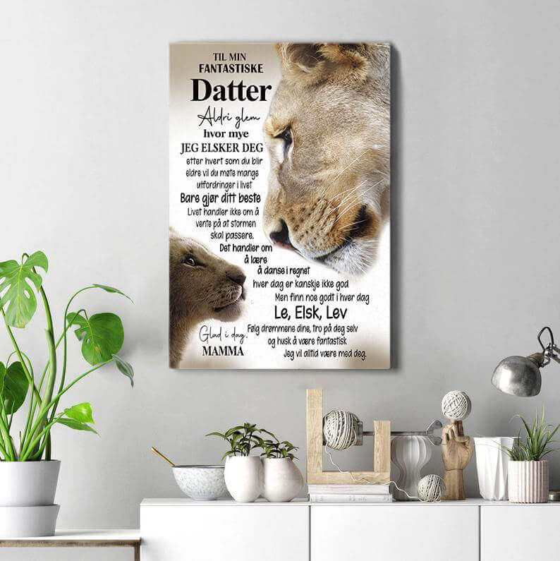 Foto på duk från mor till dotter - "Jag är alltid med dig"