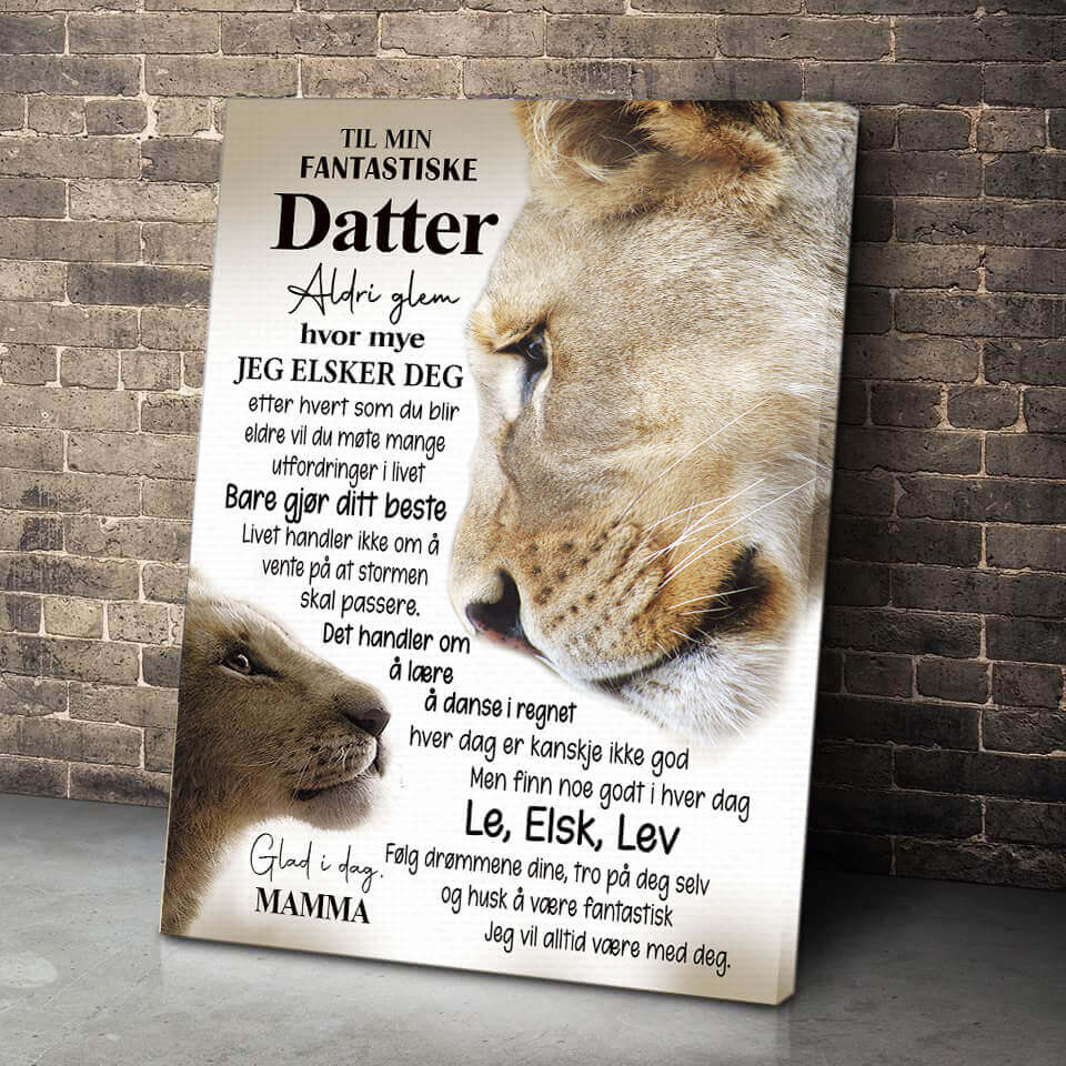 Foto på duk från mor till dotter - "Jag är alltid med dig"