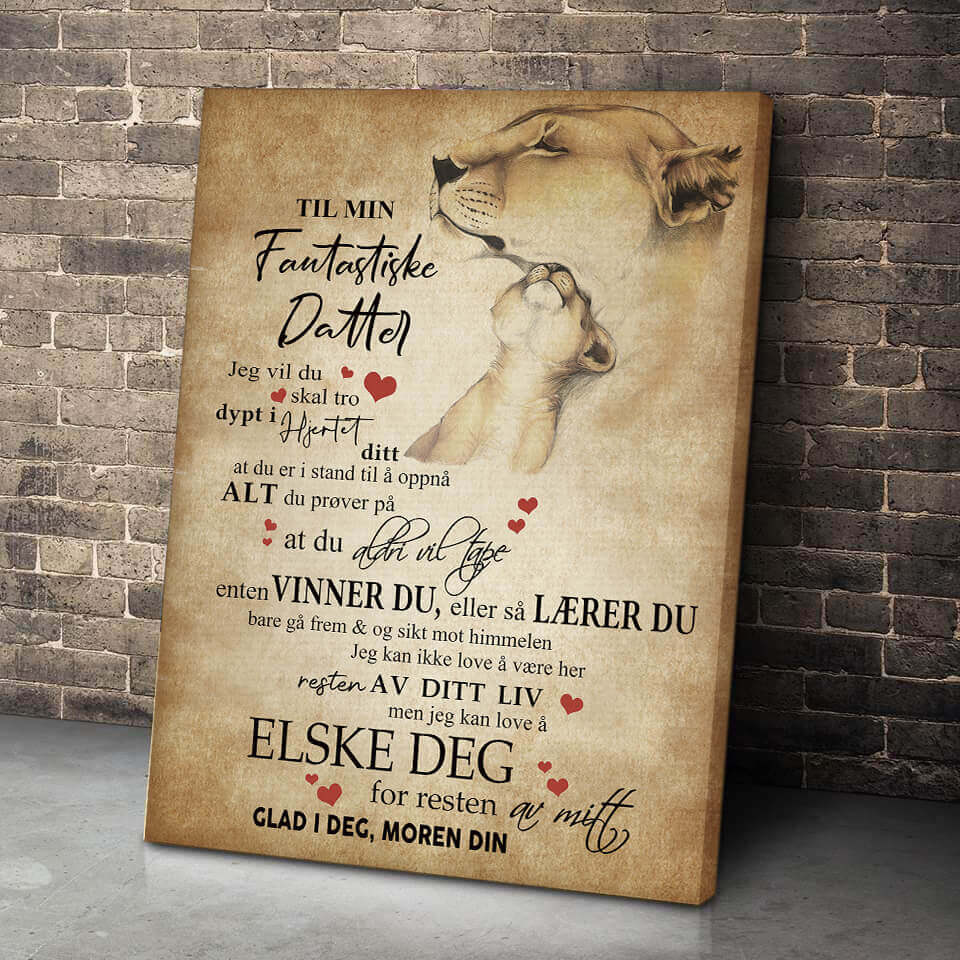 Foto på duk från mor till dotter - "Jag kommer alltid vara med dig"