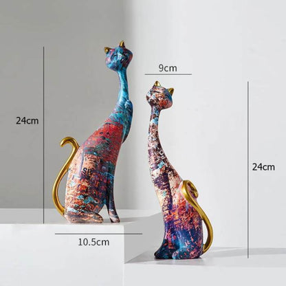 Abstrakta katt dekorationsfigurer (set med 2 stycken)