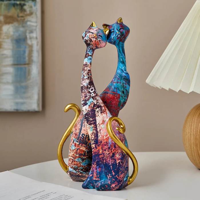 Abstrakta katt dekorationsfigurer (set med 2 stycken)