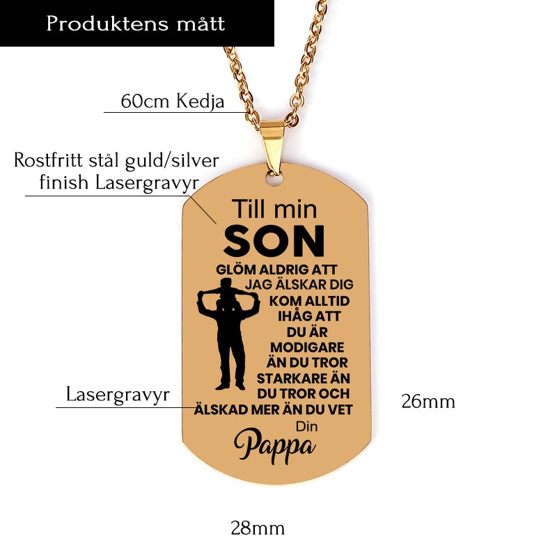 Hänge med gravyr från far till son - Mitt värde