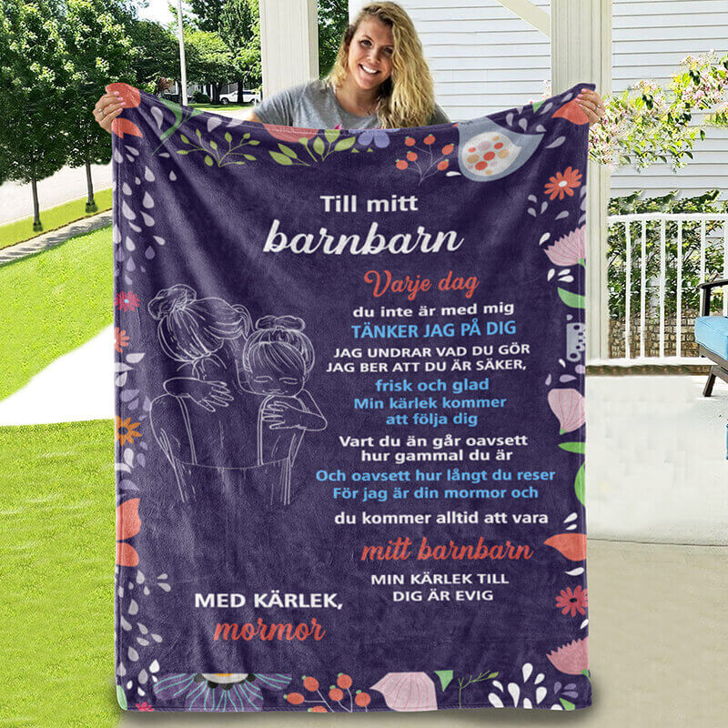 Filt Från från mormor till barnbarn - "Min kärlek till dig för alltid"