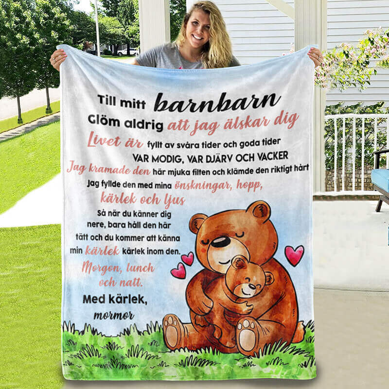 Filt Från från mormor till barnbarn - "Lyckan i dig"