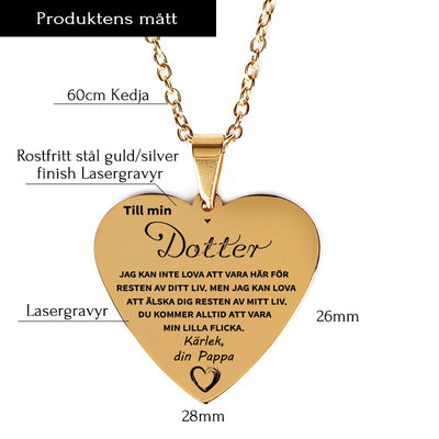 Hjärthänge graverat från far till dotter - Jag är alltid nära