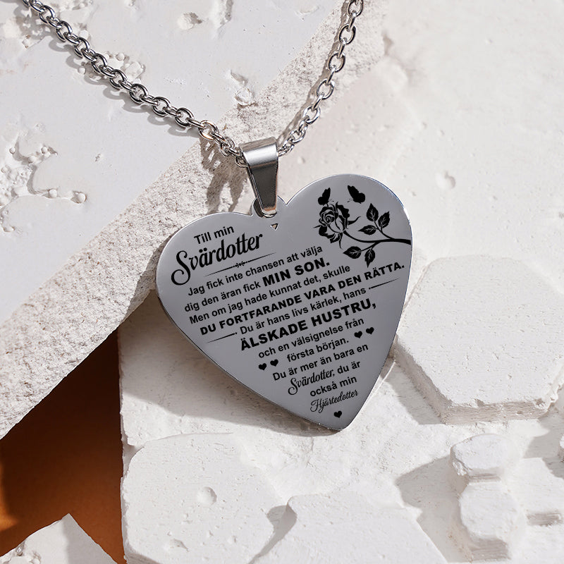 Hjärthänge graverat från svärmor till svärdotter - För min kära svärdotter
