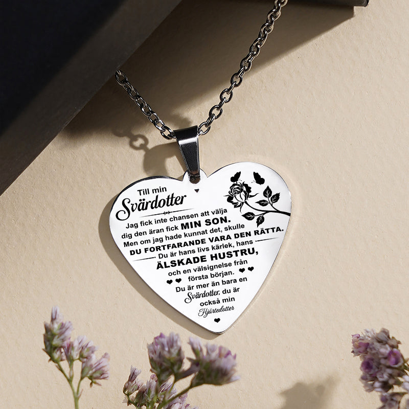 Hjärthänge graverat från svärmor till svärdotter - För min kära svärdotter