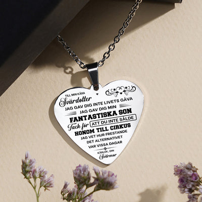 Hjärthänge graverat från svärmor till svärdotter - Jag är så stolt över dig