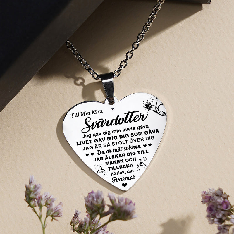 Hjärthänge graverat från svärmor till svärdotter - För bästa svärdottern