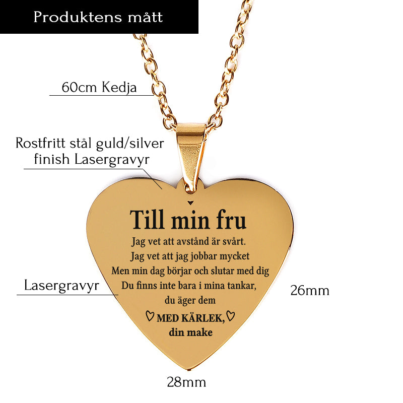 Hjärthänge graverat från man till fru - Tillsammans för alltid