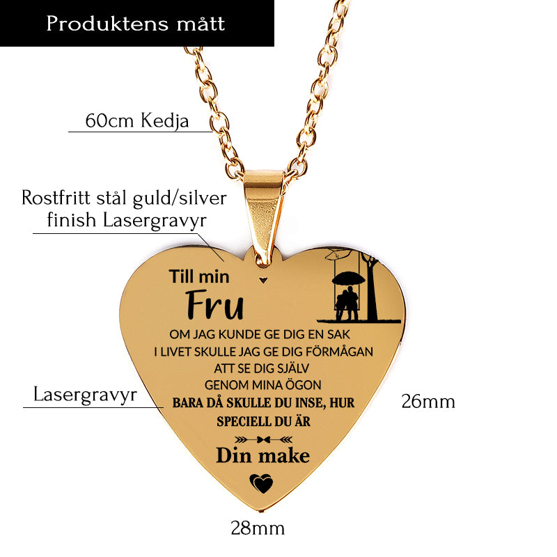 Hjärthänge graverat från man till fru - Lyckan är nära