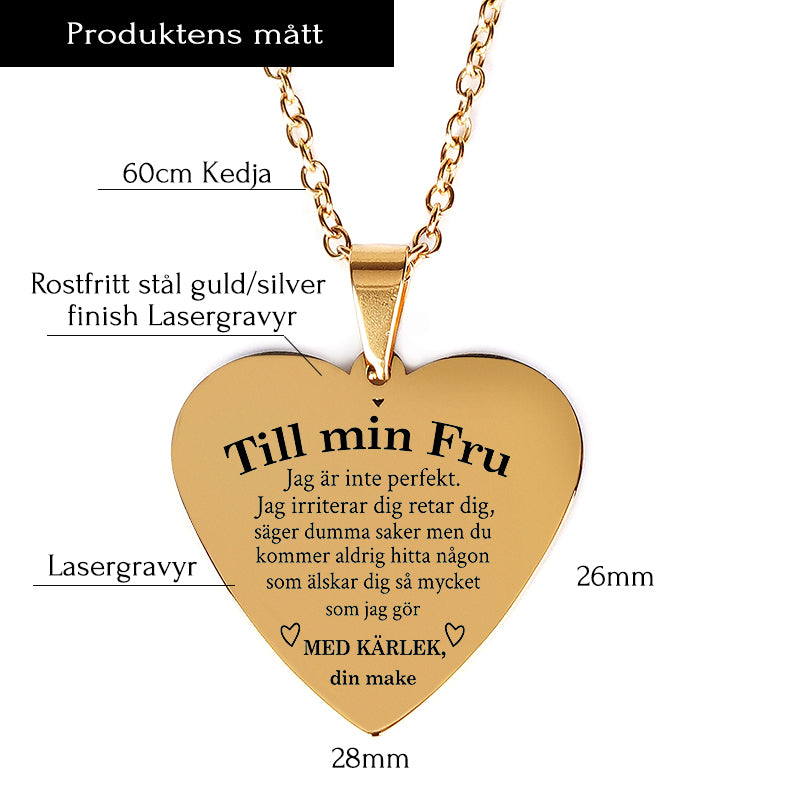 Hjärthänge graverat från man till fru - Du är min för alltid