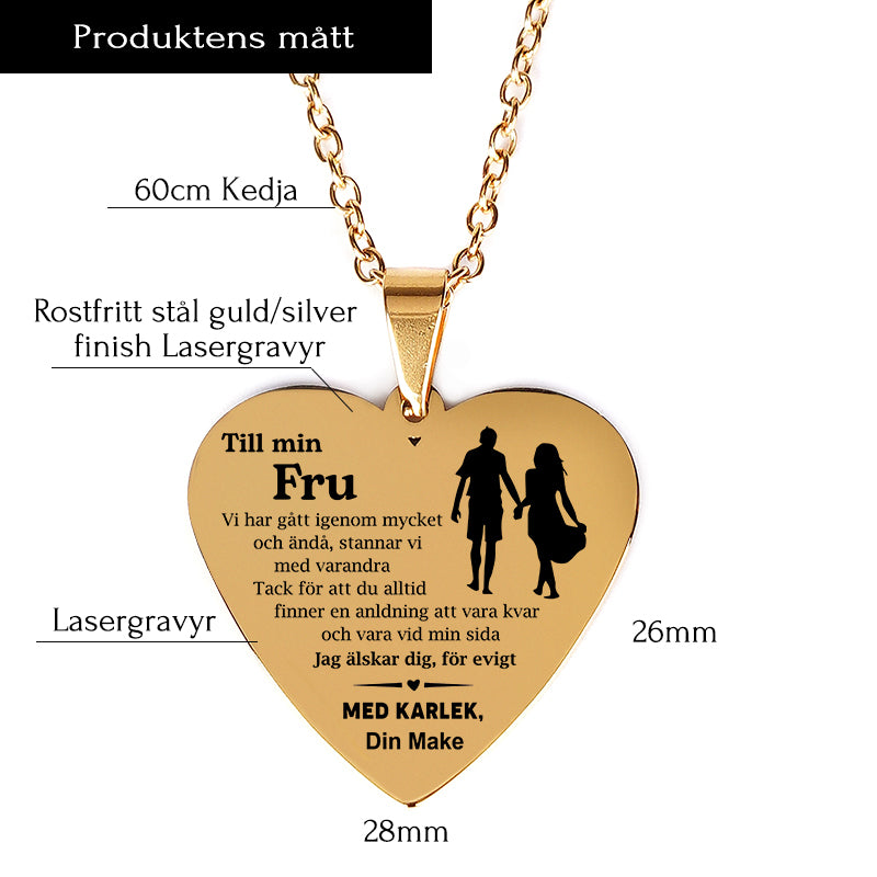 Hjärthänge graverat från man till fru - Min styrka finns i dig