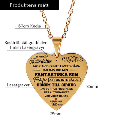 Hjärthänge graverat från svärmor till svärdotter - Jag är så stolt över dig