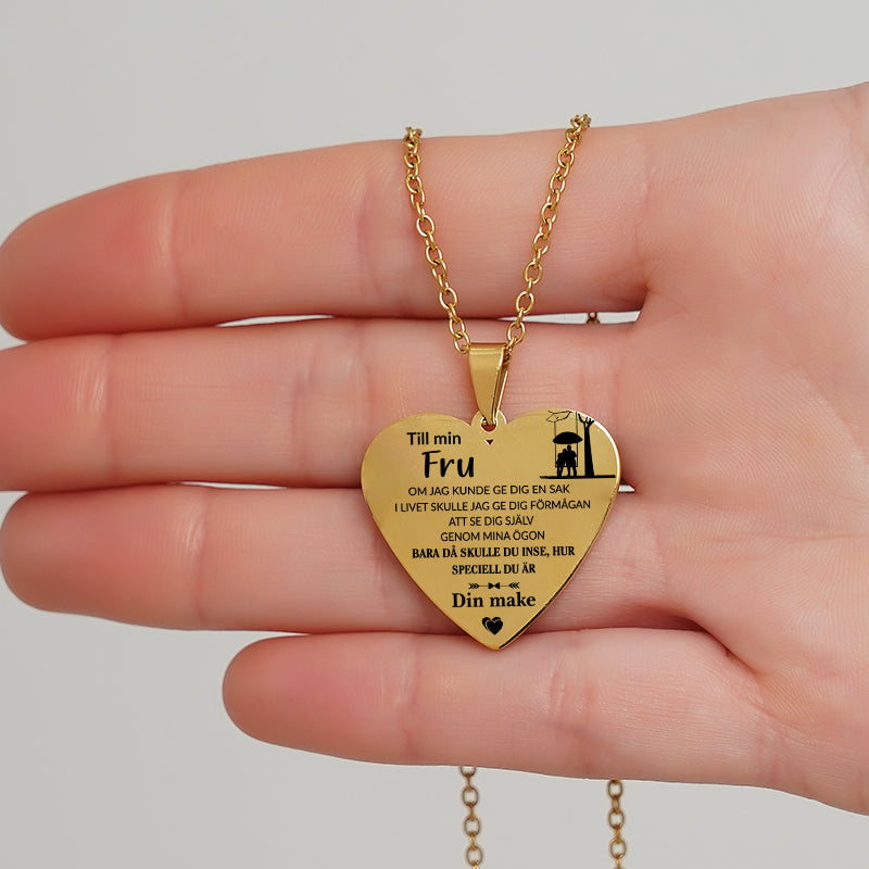 Hjärthänge graverat från man till fru - Lyckan är nära