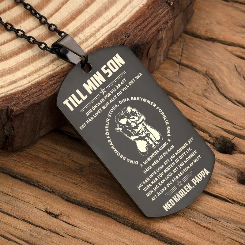 Hänge med gravyr från far till son -  Till min vackra son