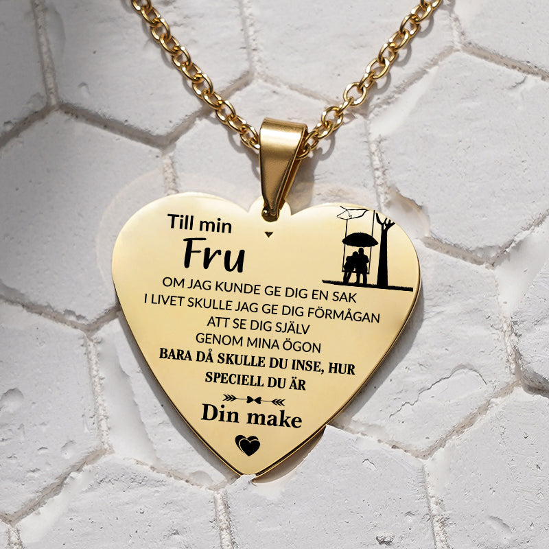 Hjärthänge graverat från man till fru - Lyckan är nära