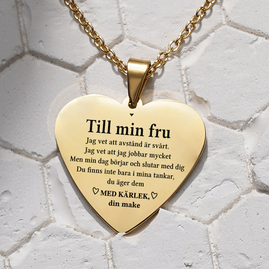 Hjärthänge graverat från man till fru - Tillsammans för alltid