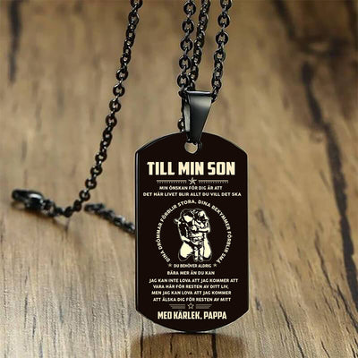 Hänge med gravyr från far till son -  Till min vackra son