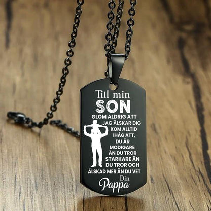 Hänge med gravyr från far till son - Mitt värde