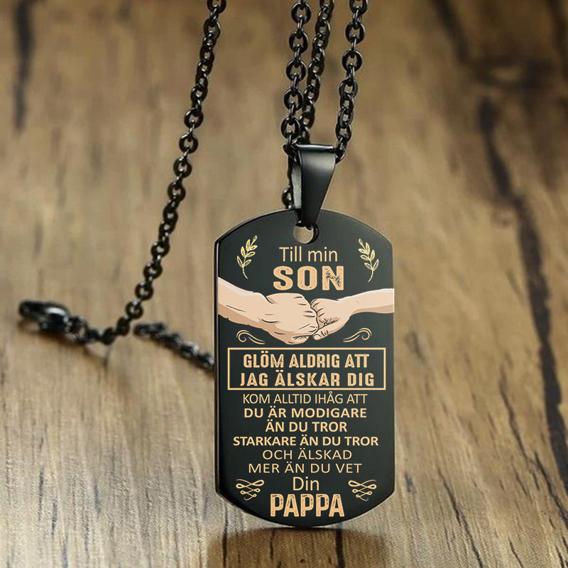Hänge med gravyr från far till son - Till min kära son