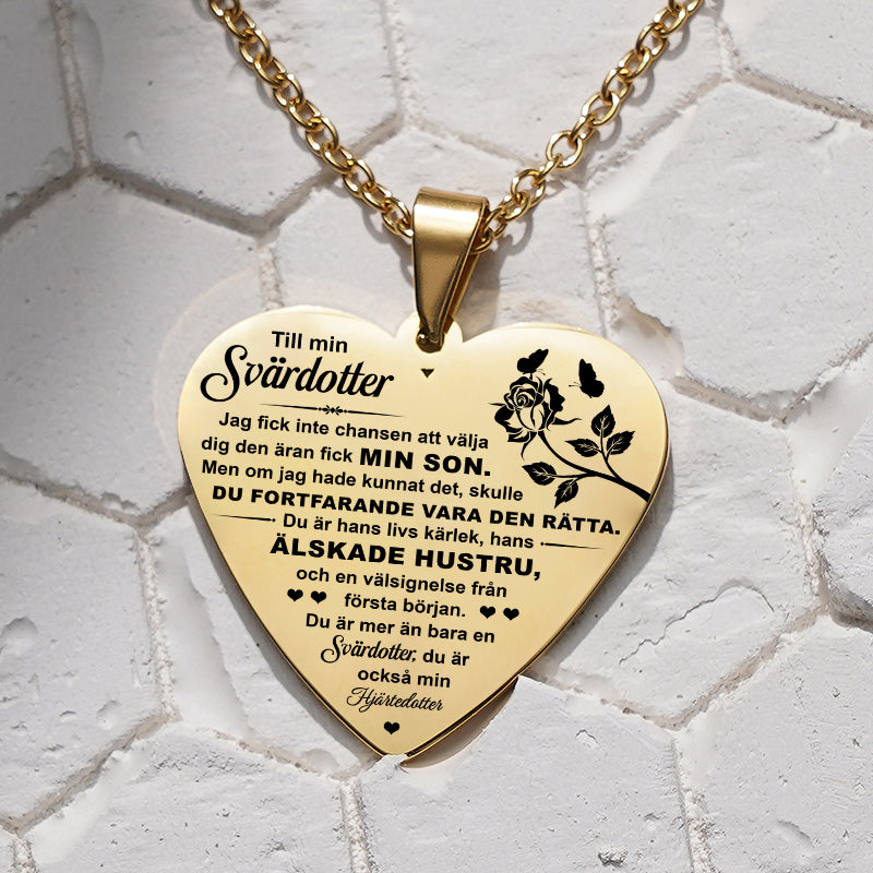 Hjärthänge graverat från svärmor till svärdotter - För min kära svärdotter