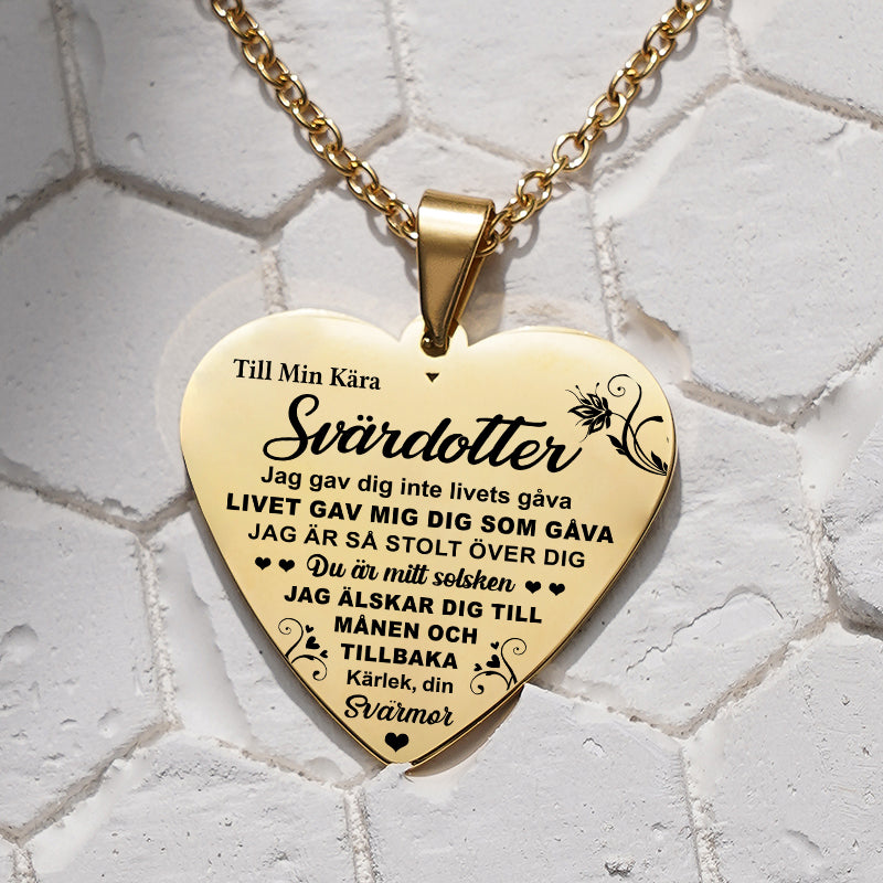 Hjärthänge graverat från svärmor till svärdotter - För bästa svärdottern