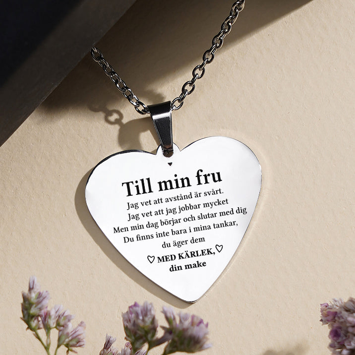 Hjärthänge graverat från man till fru - Tillsammans för alltid