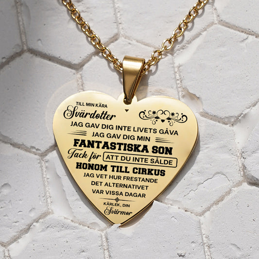 Hjärthänge graverat från svärmor till svärdotter - Jag är så stolt över dig