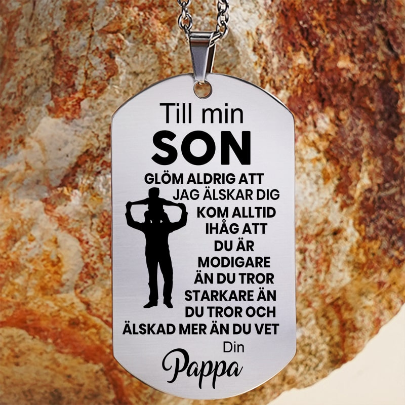 Hänge med gravyr från far till son - Mitt värde