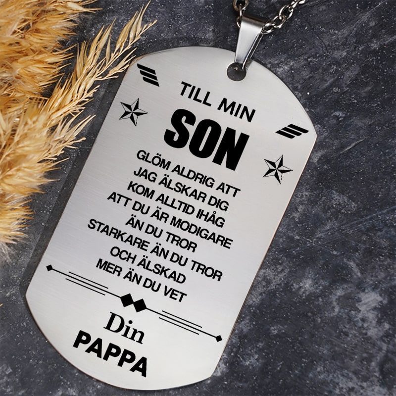 Hänge med gravyr från far till son - Jag är alltid med dig