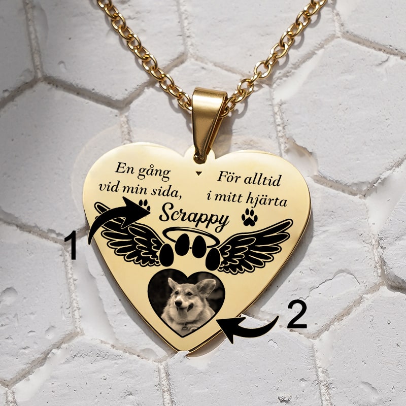 Kundanpassat minneshalsband hjärta - Med minnet av dig